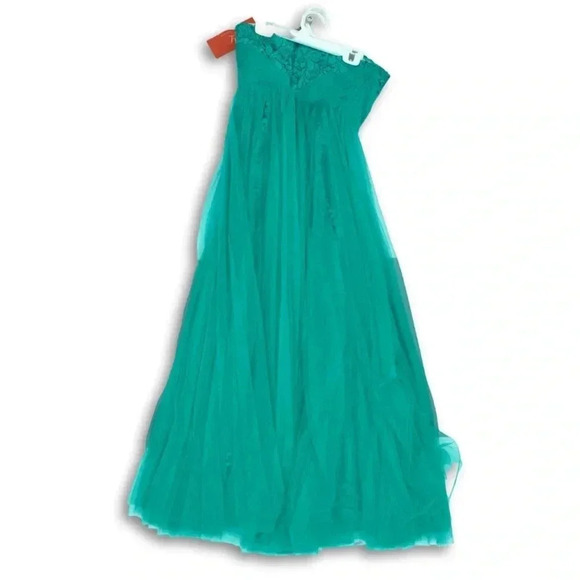NWT MONIQUE LHUILLER Elegant Designer Luxury Gown Dress Style 443857 Teal $650 - Picture 4 of 15